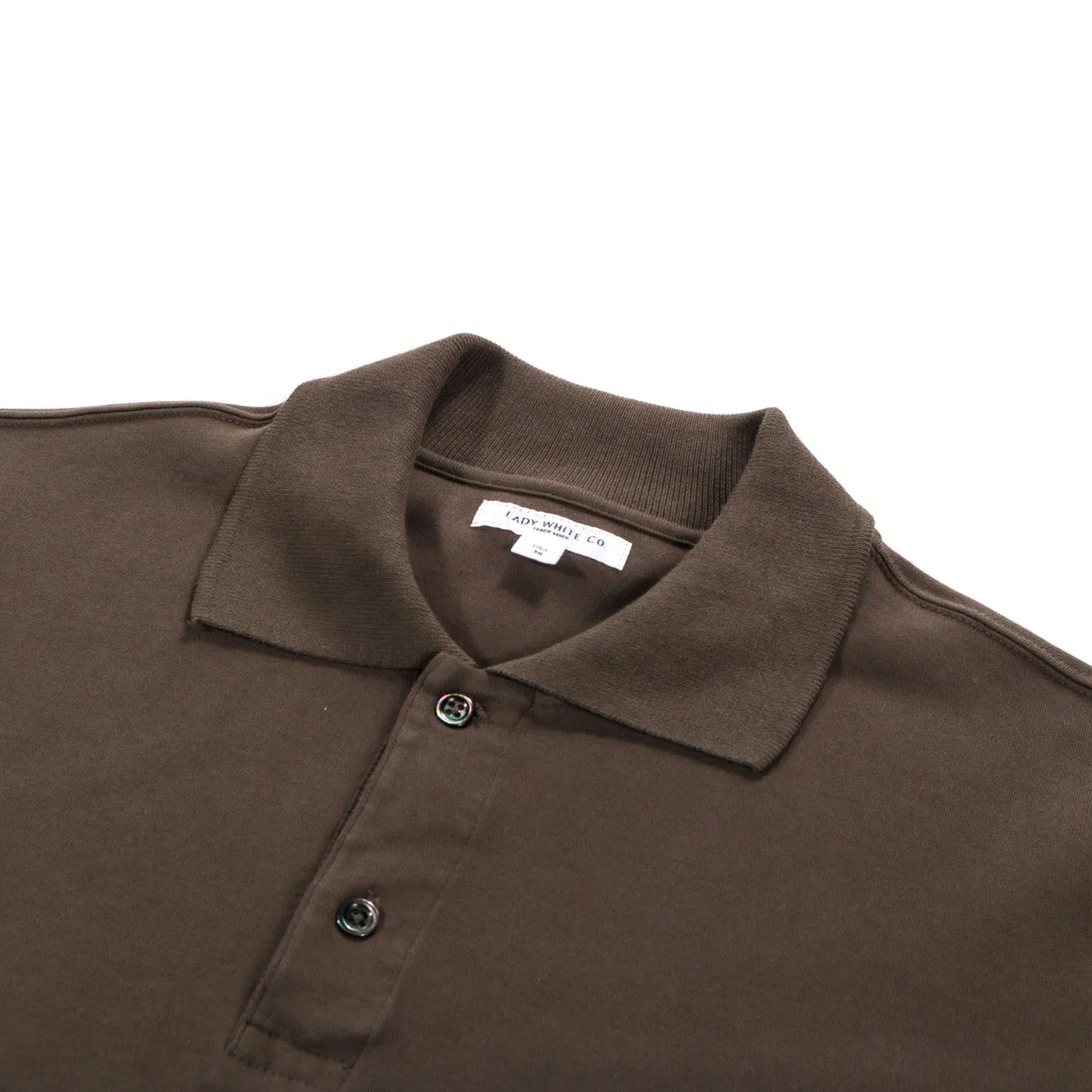 LADY WHITE CO. Interlock Double Button Polo Shirt in Bark Gray