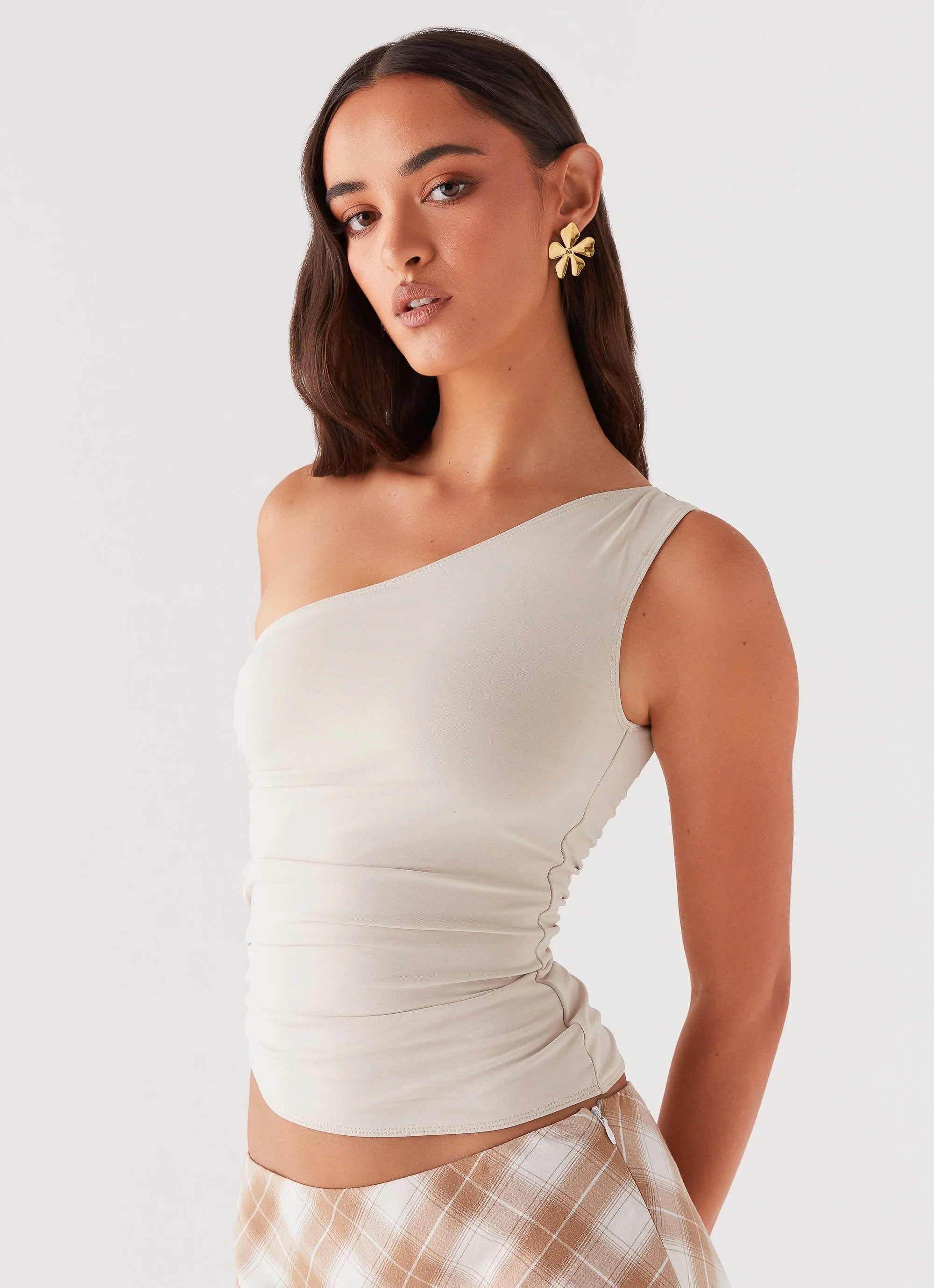 Lenny One Shoulder Top - Ecru | Peppermayo Exclusive