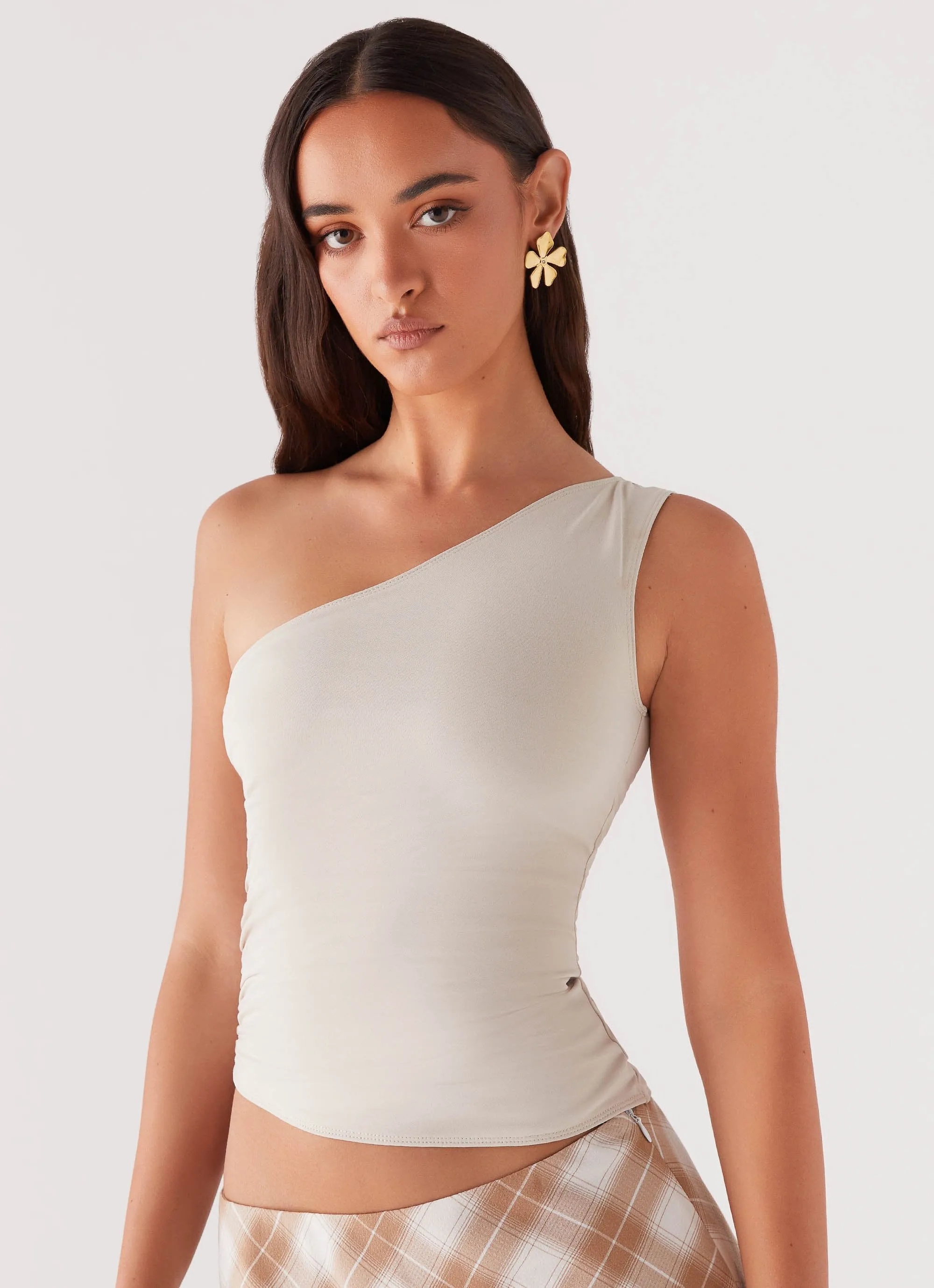 Lenny One Shoulder Top - Ecru | Peppermayo Exclusive