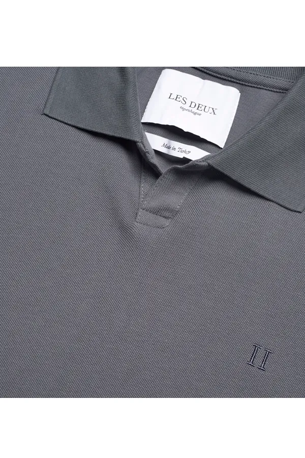 Grey Polo Shirt with Twin Logo Design