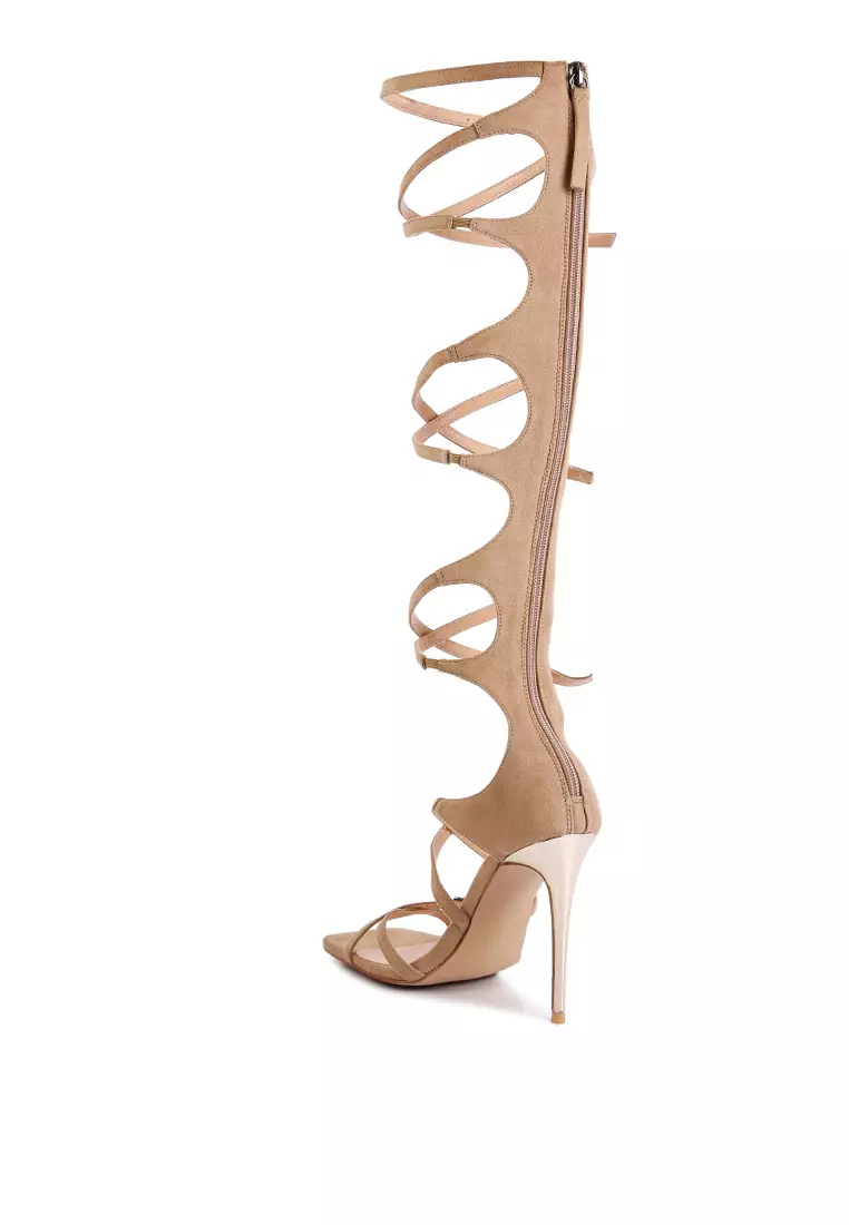 London Rag Taupe Strappy Stiletto Heels