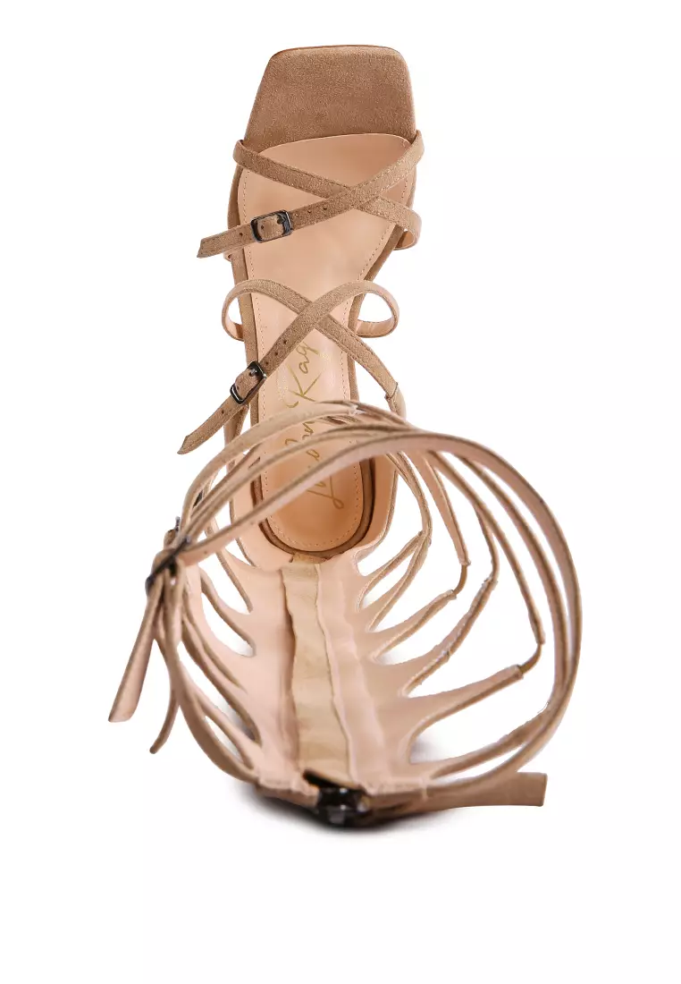 London Rag Taupe Strappy Stiletto Heels