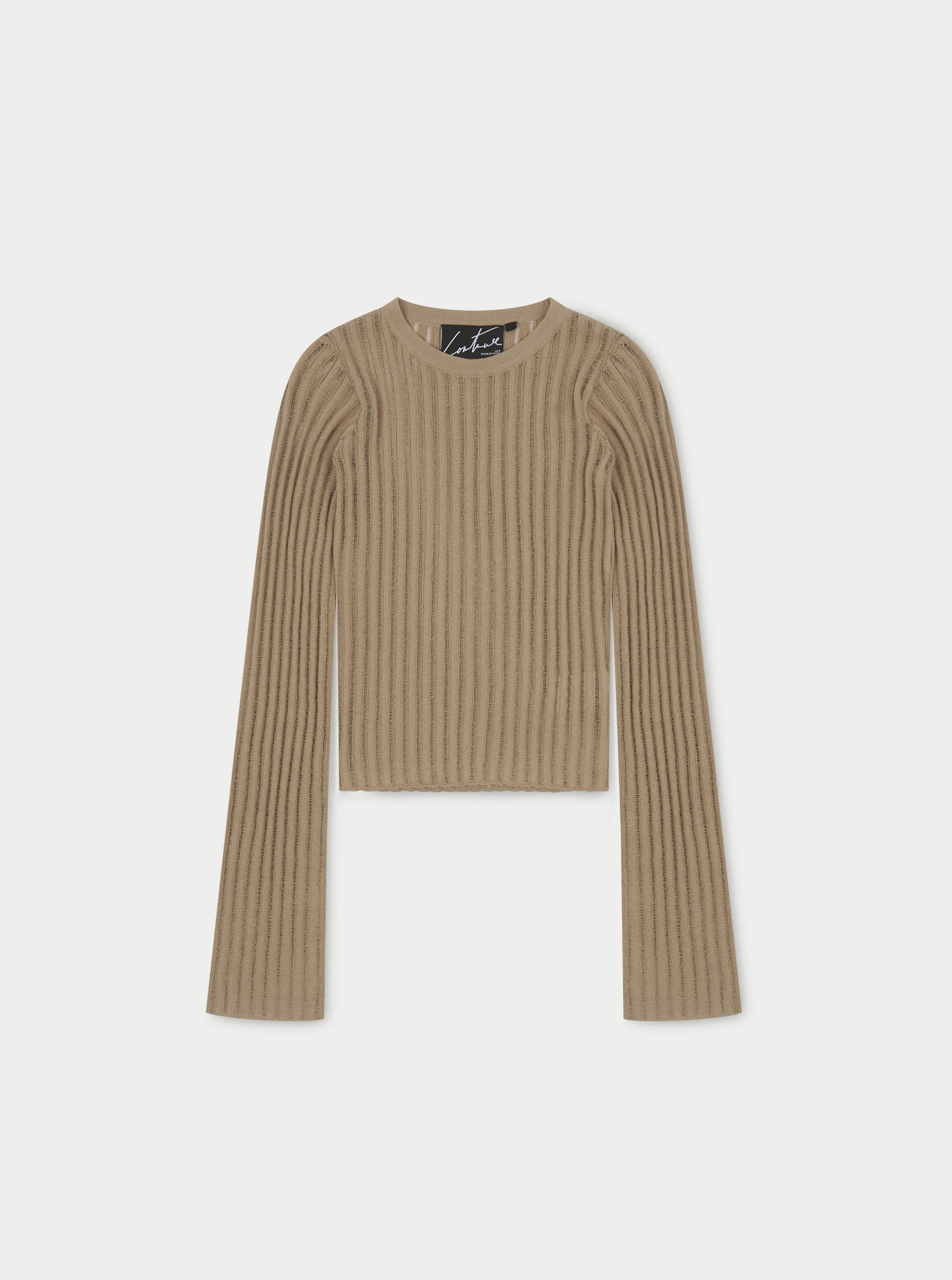 LOOSE KNIT LONG SLEEVE TOP - BEIGE