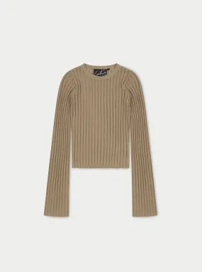 LOOSE KNIT LONG SLEEVE TOP - BEIGE