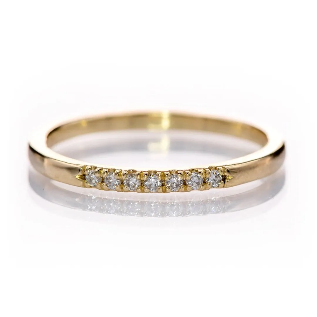 Louise Anniversary Band - Narrow French Set Lab Diamond 10k Yellow Gold Stacking Wedding Ring