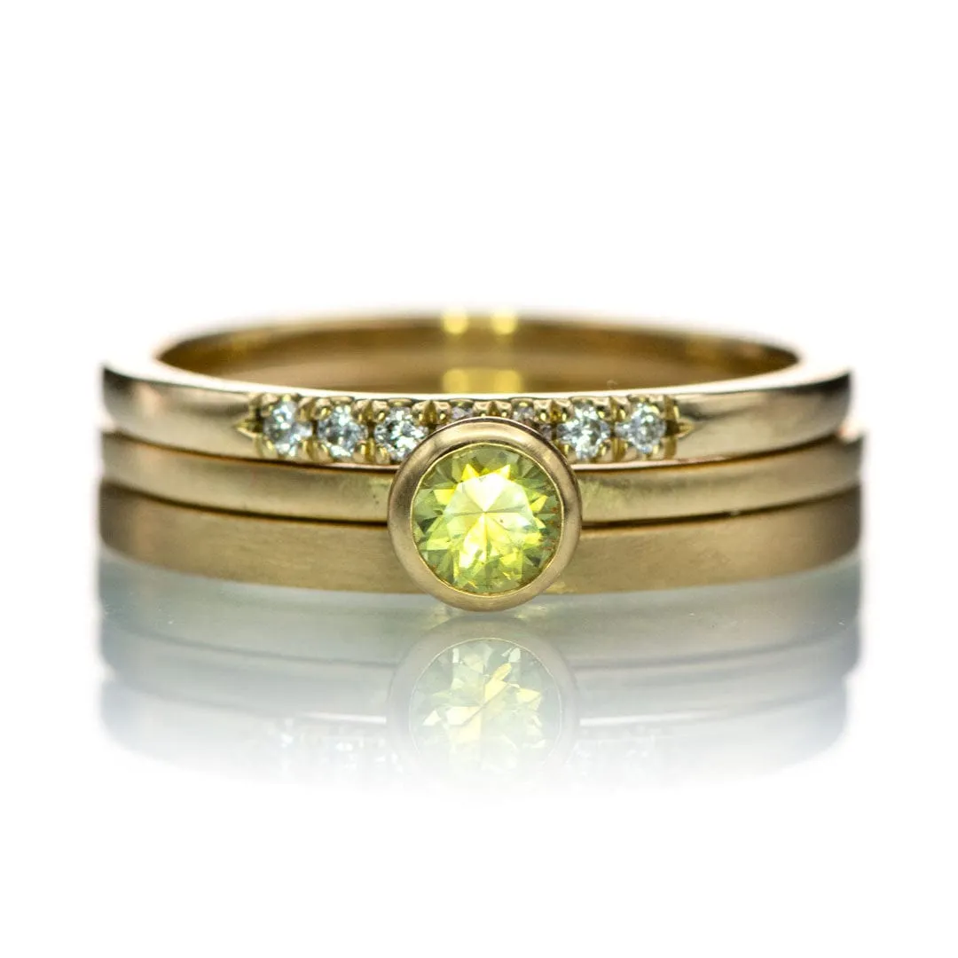 Louise Anniversary Band - Narrow French Set Lab Diamond 10k Yellow Gold Stacking Wedding Ring