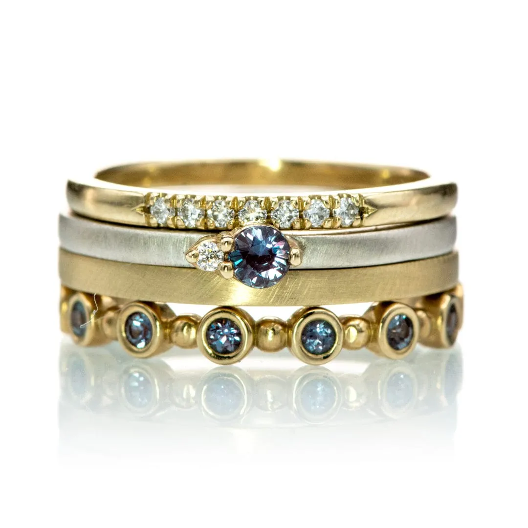 Louise Anniversary Band - Narrow French Set Lab Diamond 10k Yellow Gold Stacking Wedding Ring