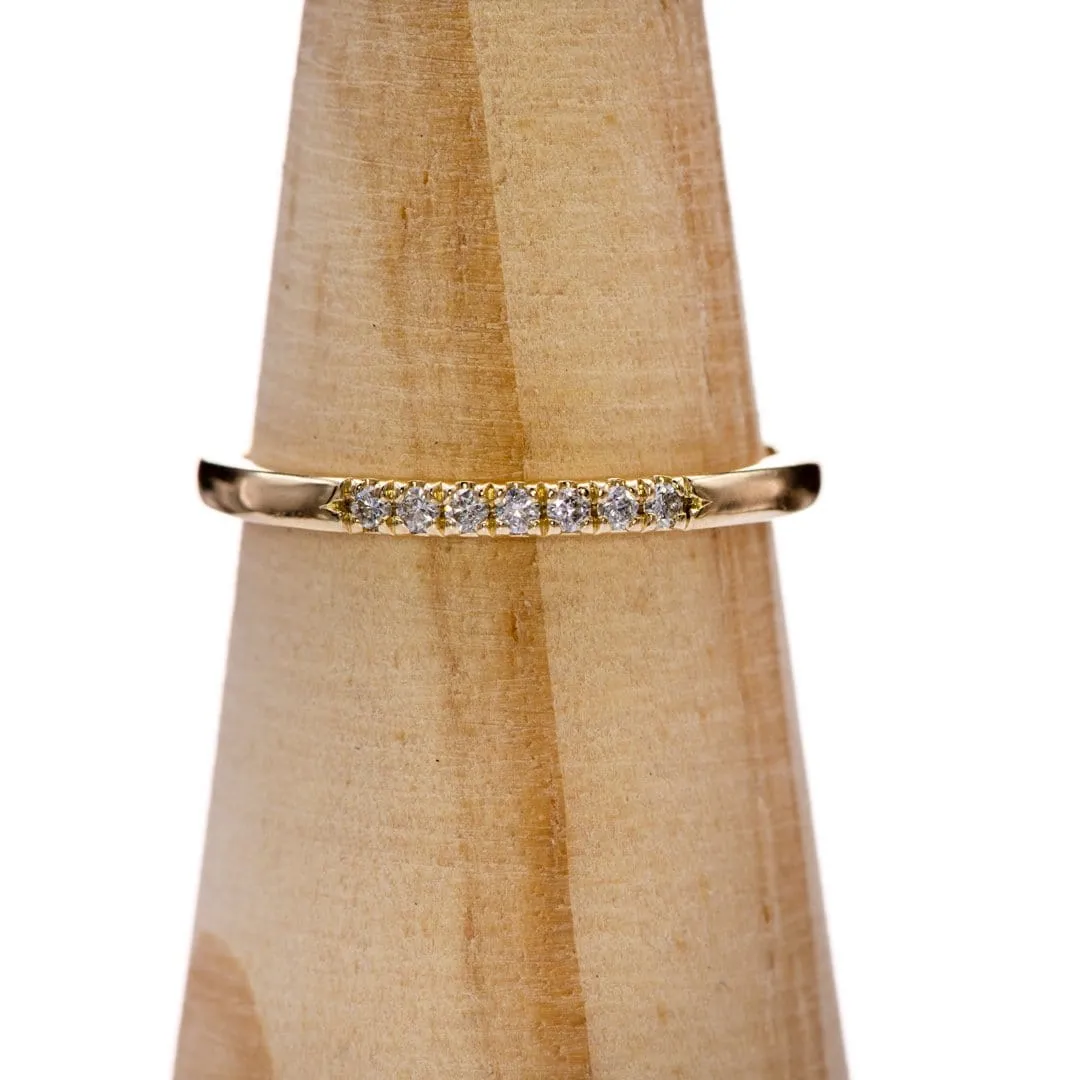 Louise Anniversary Band - Narrow French Set Lab Diamond 10k Yellow Gold Stacking Wedding Ring