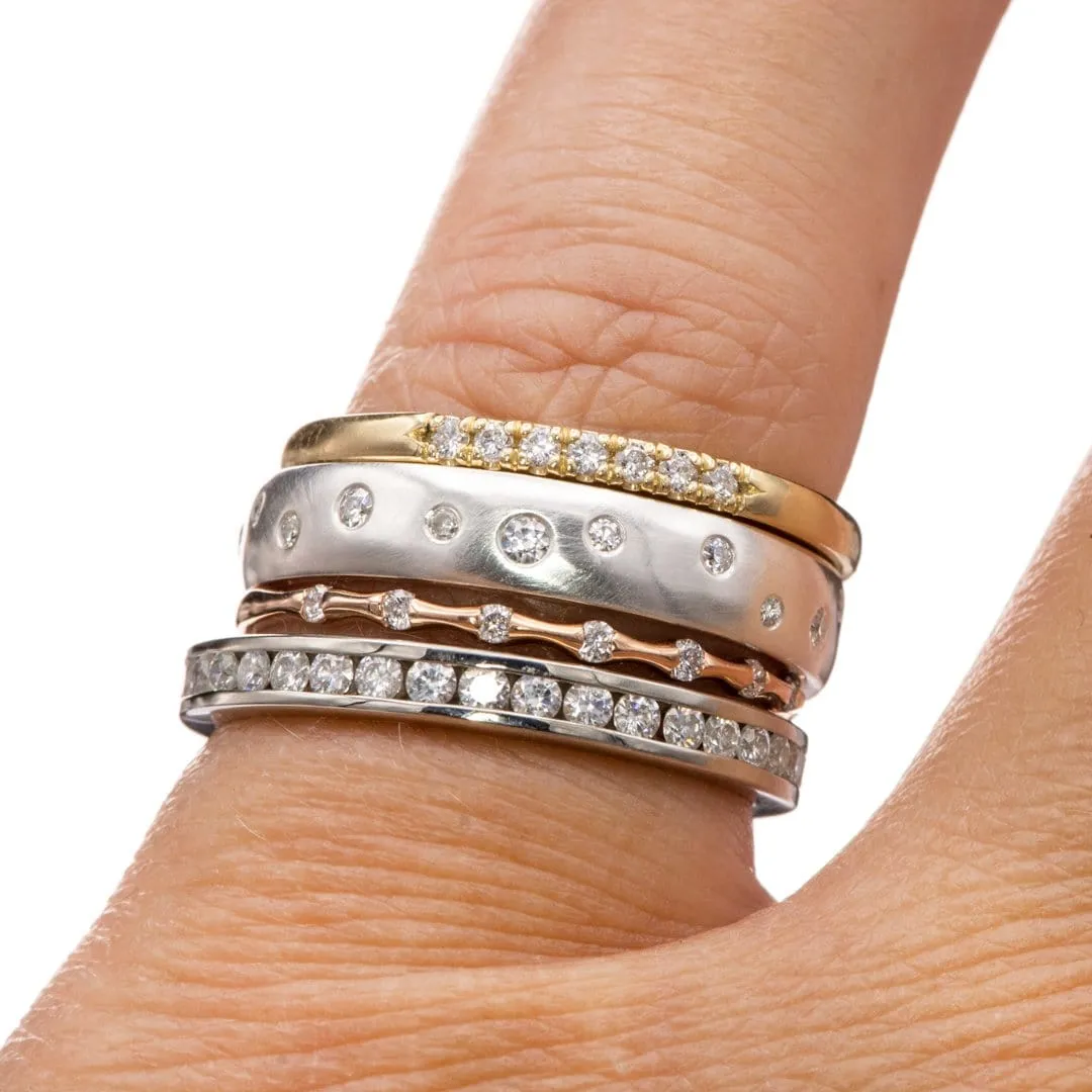 Louise Anniversary Band - Narrow French Set Lab Diamond 10k Yellow Gold Stacking Wedding Ring