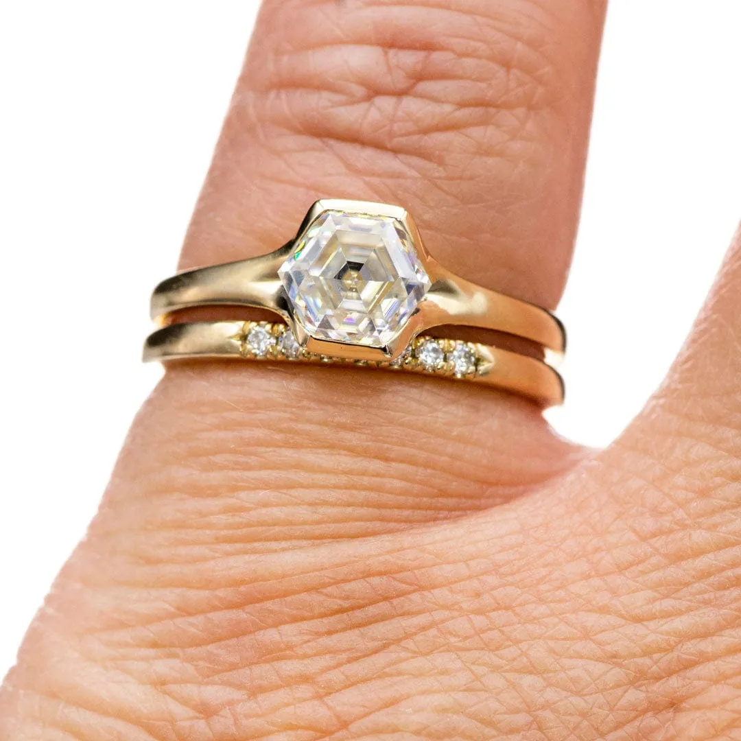 Louise Anniversary Band - Narrow French Set Lab Diamond 10k Yellow Gold Stacking Wedding Ring