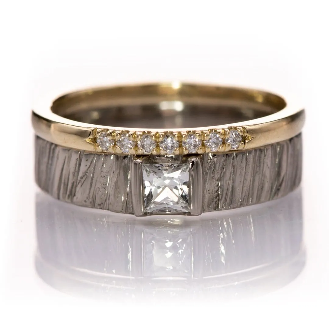 Louise Anniversary Band - Narrow French Set Lab Diamond 10k Yellow Gold Stacking Wedding Ring