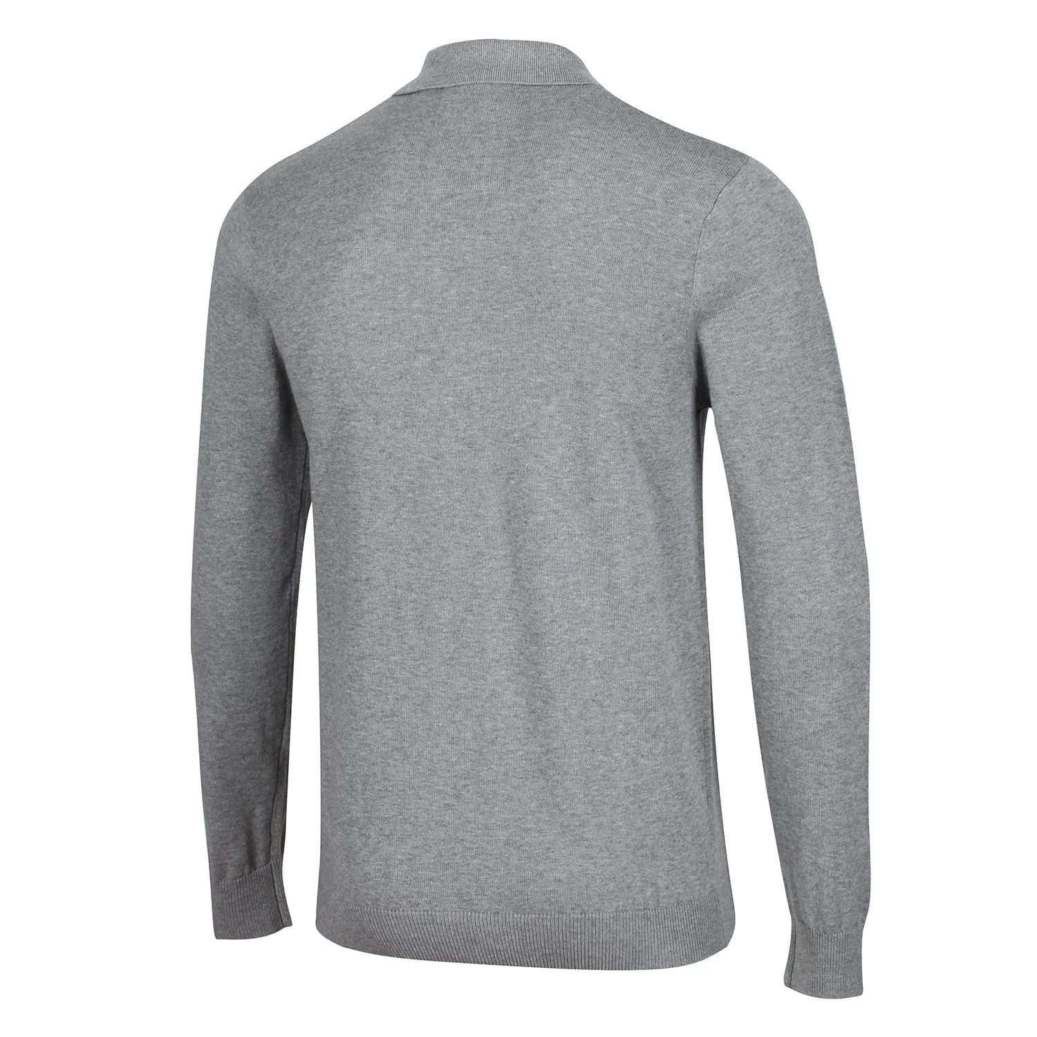 Luke 1977 Magnesium Knitted Long Sleeve Polo - Mid Marl Grey