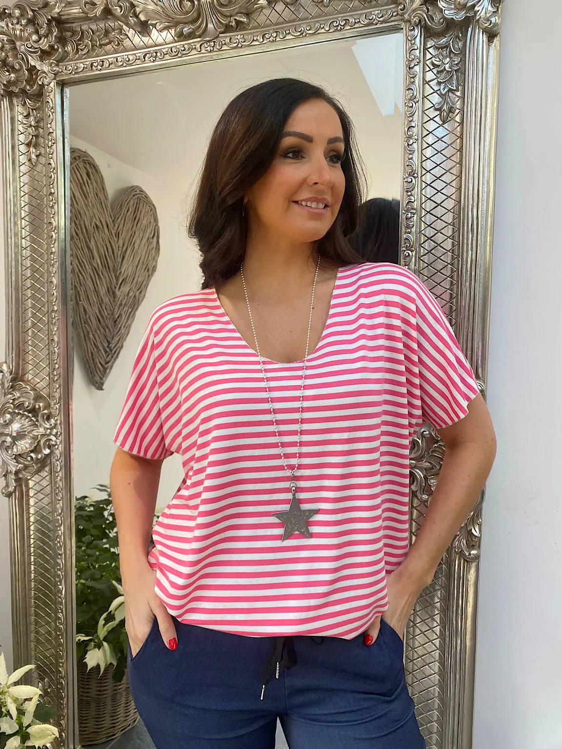 Stripe Tee Louanne with Lurex Detail