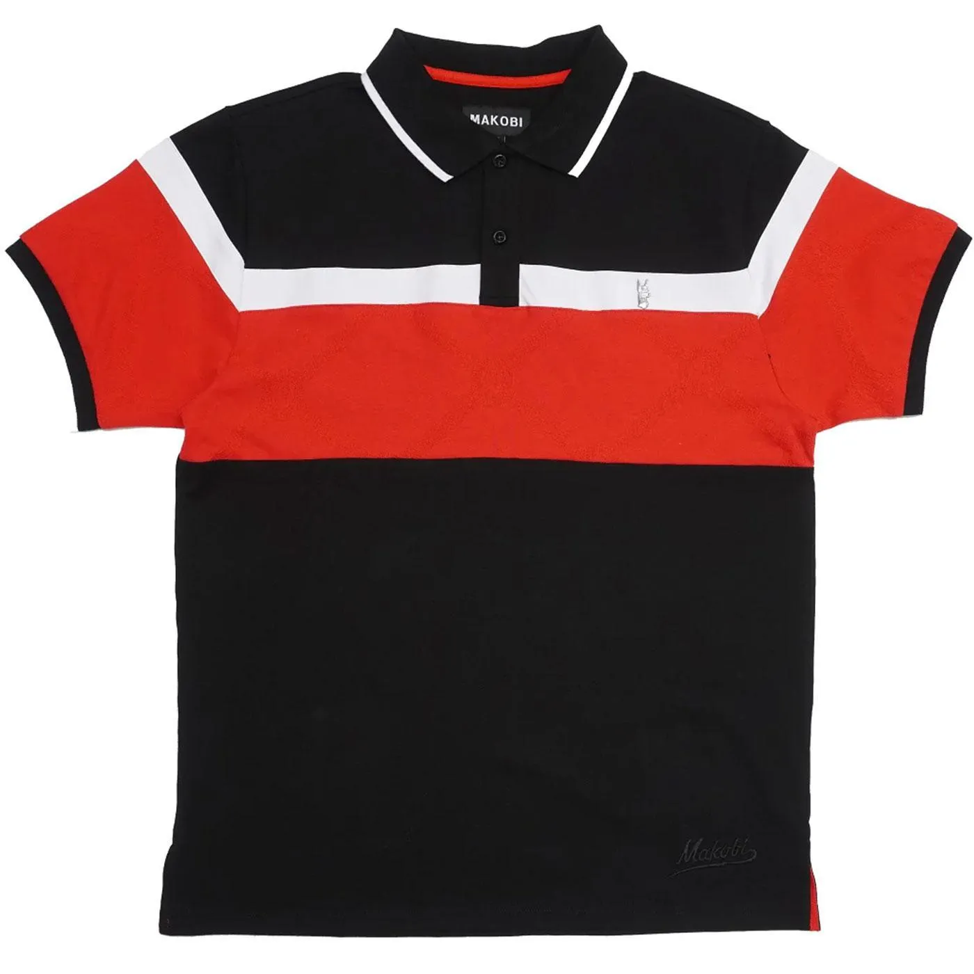 M392 Makobi Monogram Horizon Polo Shirt (Black/Red)