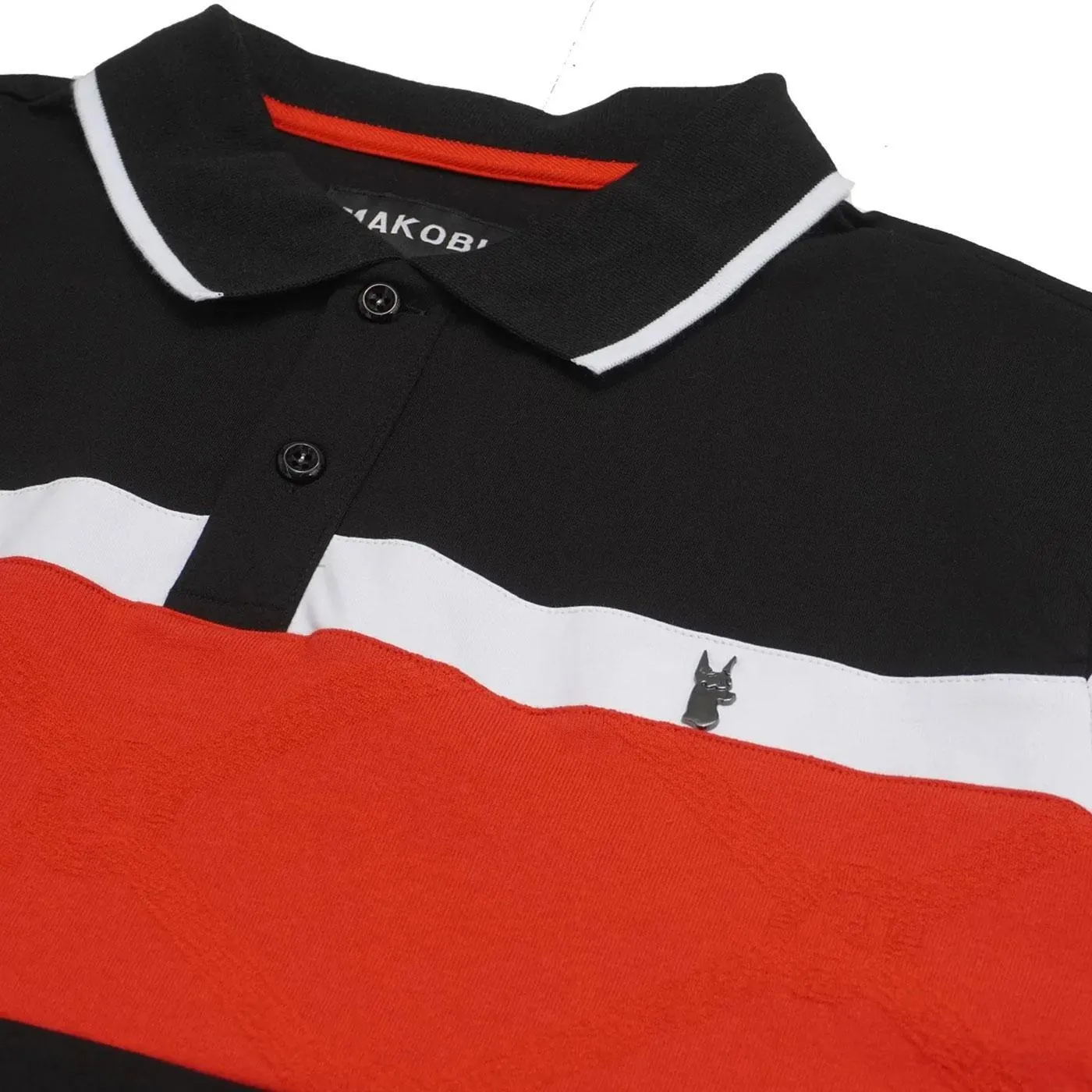 M392 Makobi Monogram Horizon Polo Shirt (Black/Red)