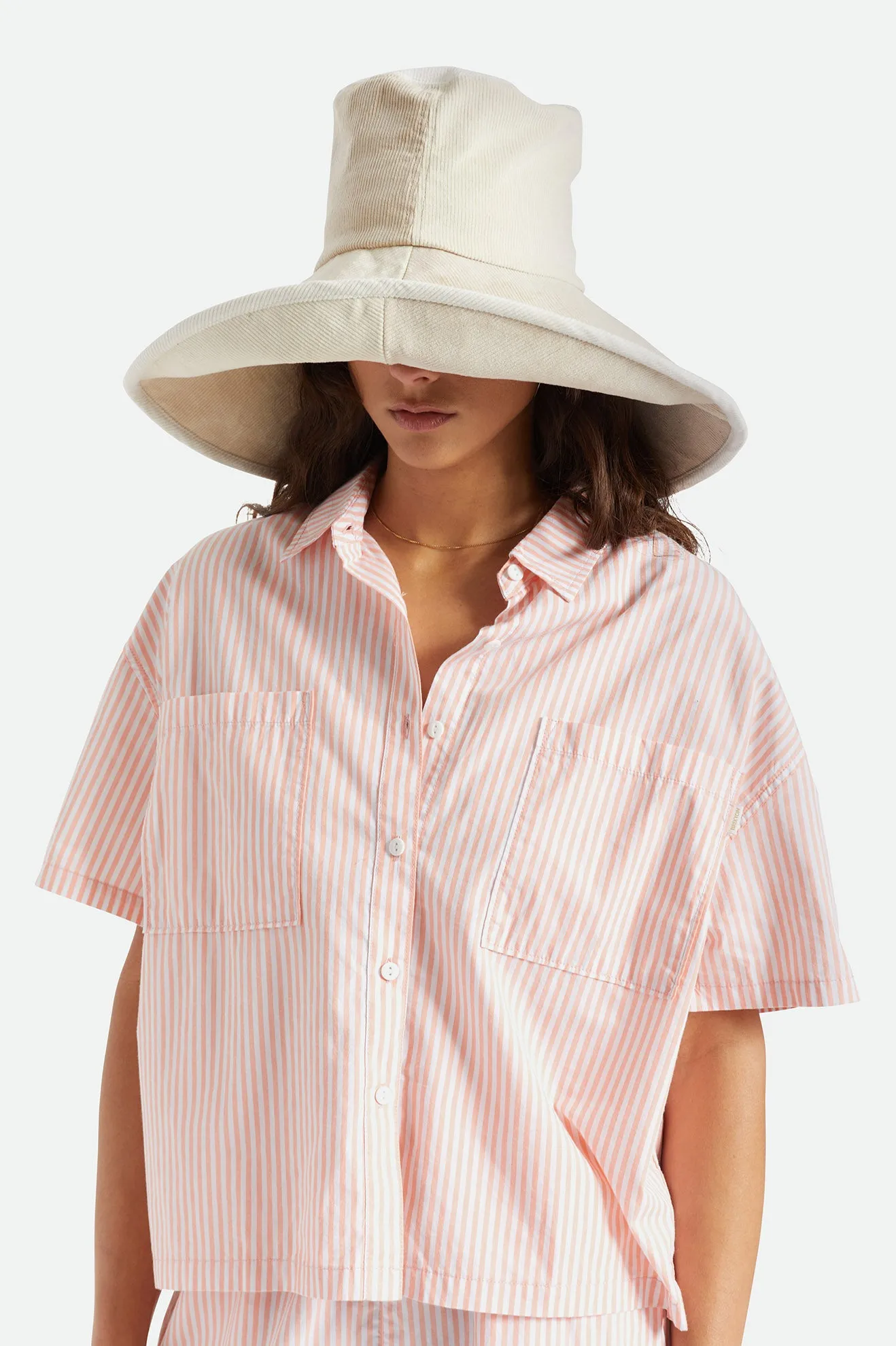 Maddie Packable Bucket Hat - Dove/Off White/White