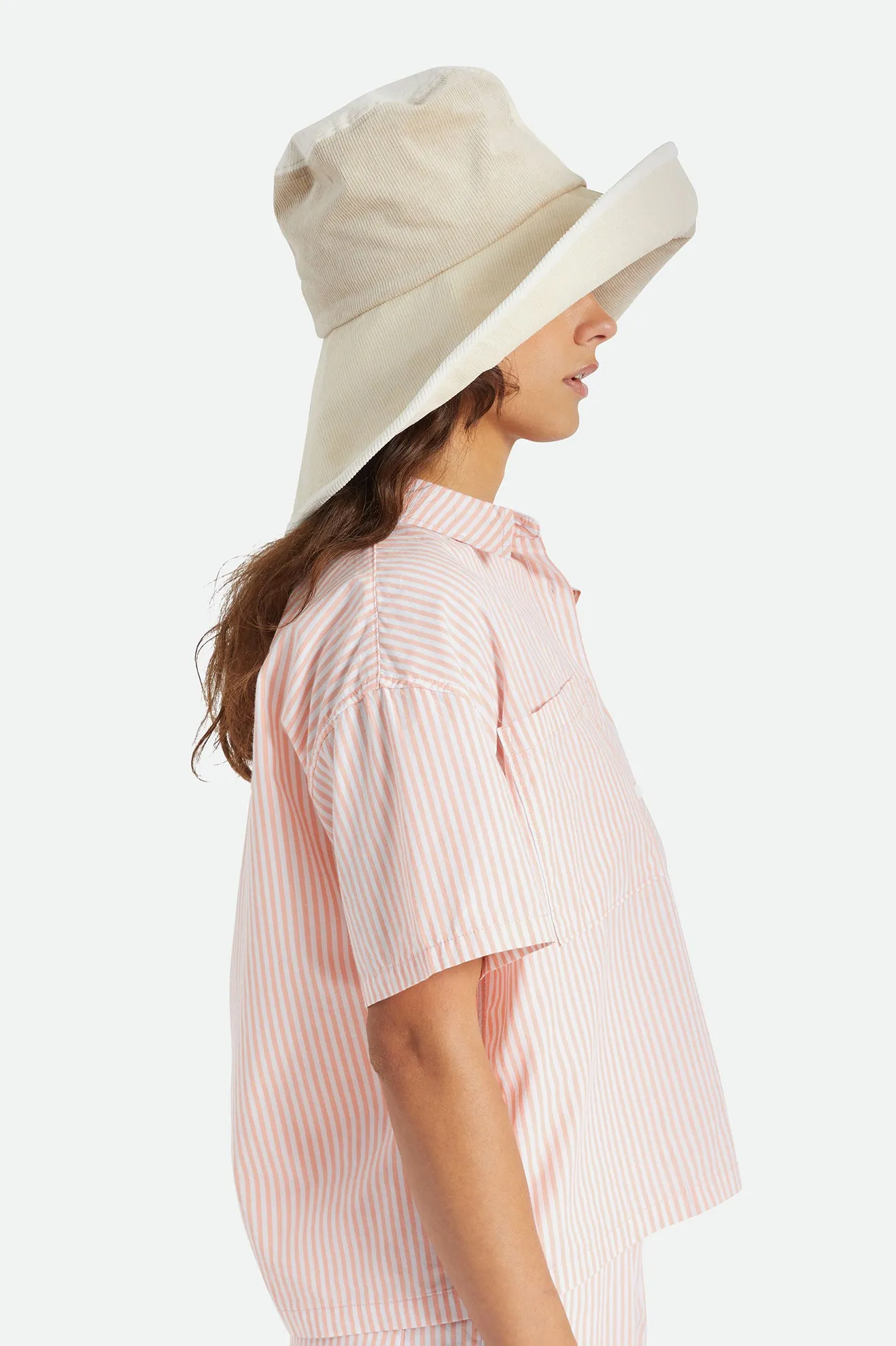 Maddie Packable Bucket Hat - Dove/Off White/White