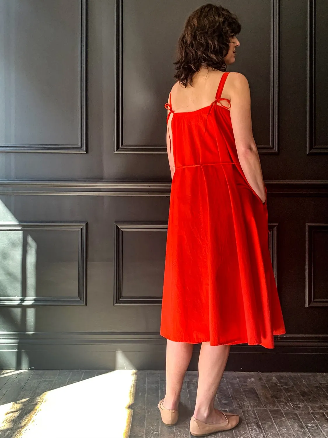 MANUELLE GUIBAL Crazy Red Robe Bretelle Dress Uba