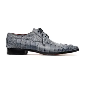 Gray Exotic Crocodile Derby Oxfords for Men