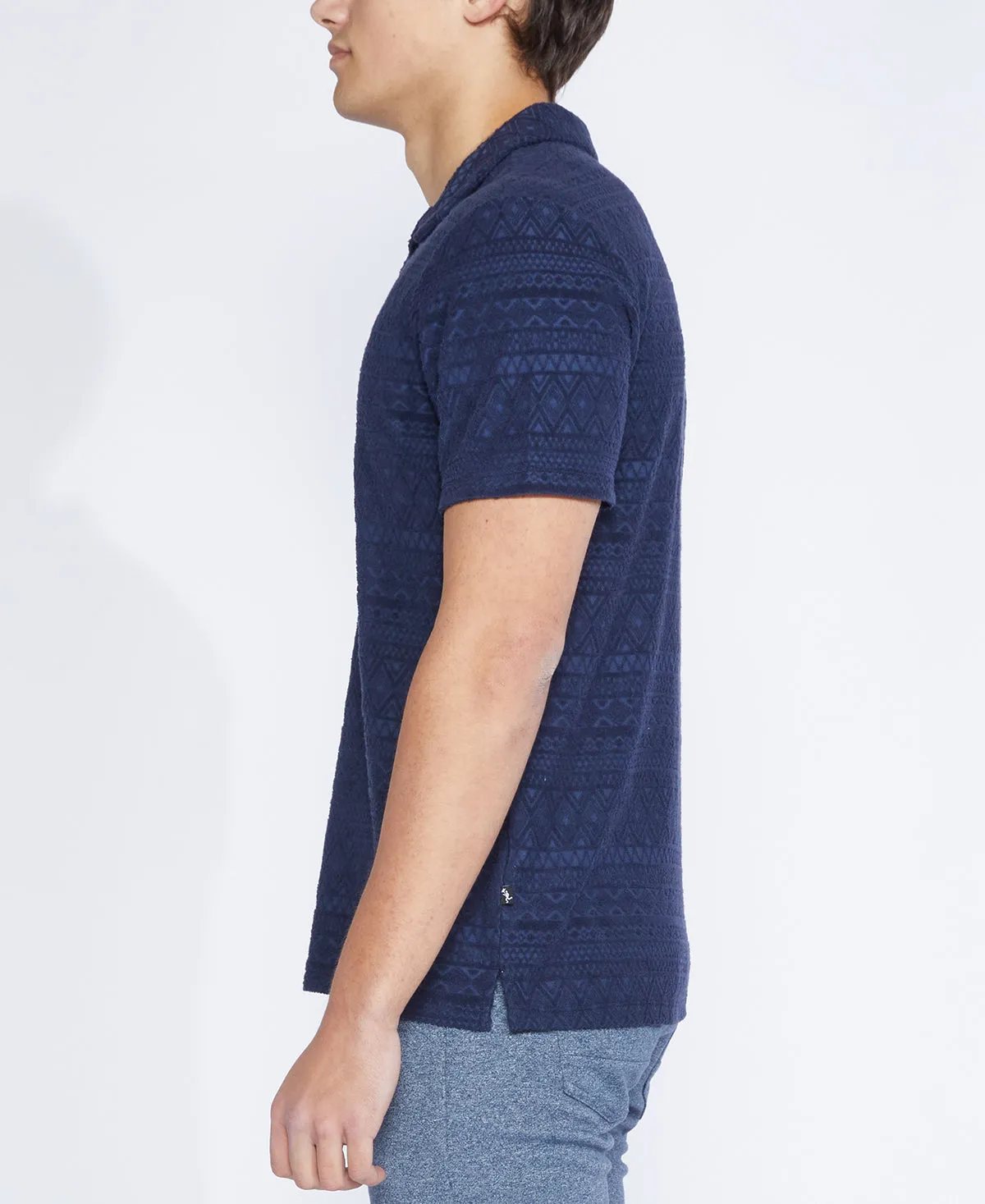 Marion Jacquard Polo in Navy Blue