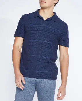 Marion Jacquard Polo in Navy Blue