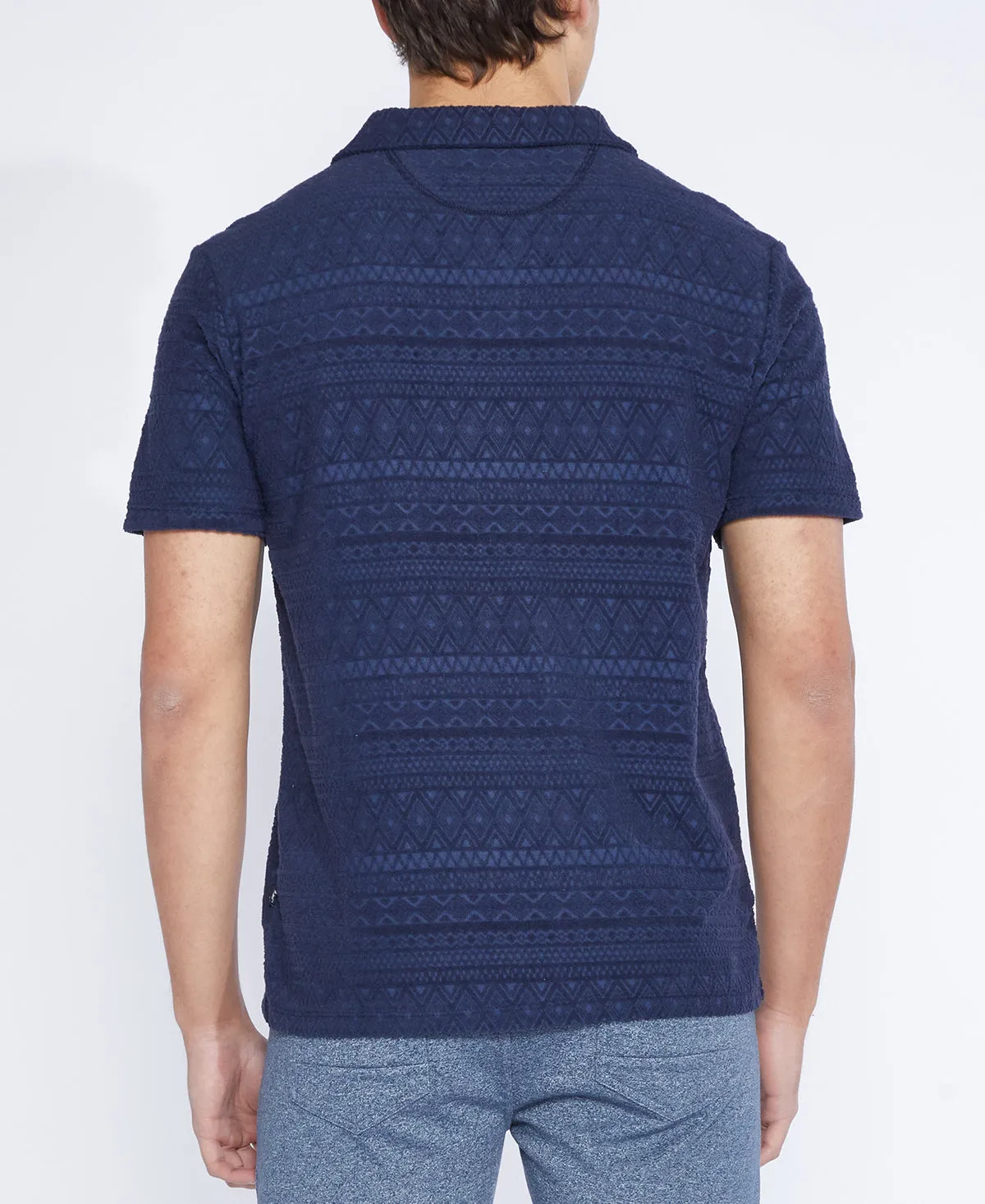 Marion Jacquard Polo in Navy Blue