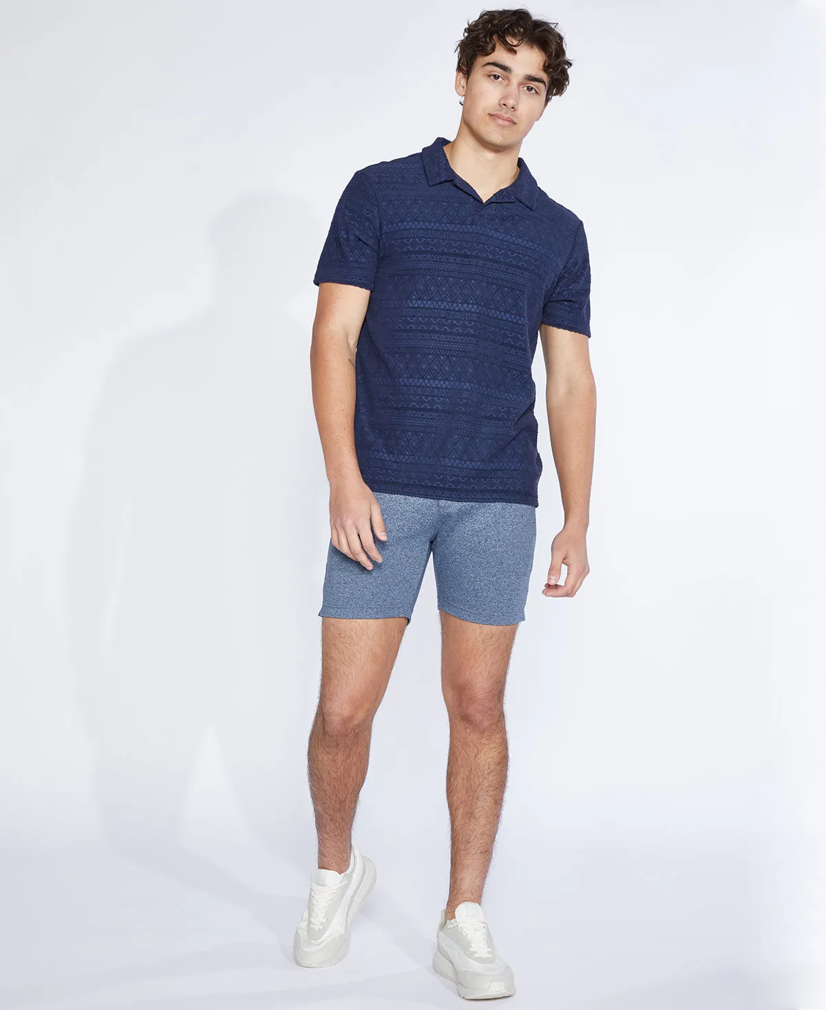 Marion Jacquard Polo in Navy Blue