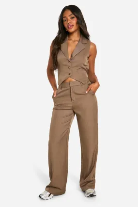 Marl Straight Leg Tailored Trousers