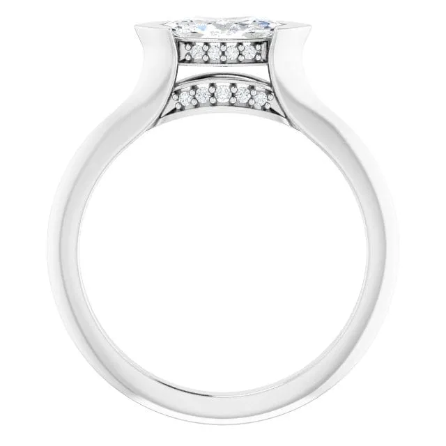 Maya Ring - Sideways Set Marquise Diamond Accented Engagement Ring