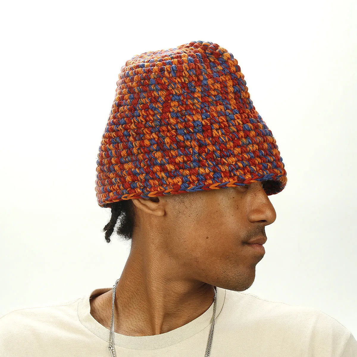 Melange Yarn Knit Bucket Hat