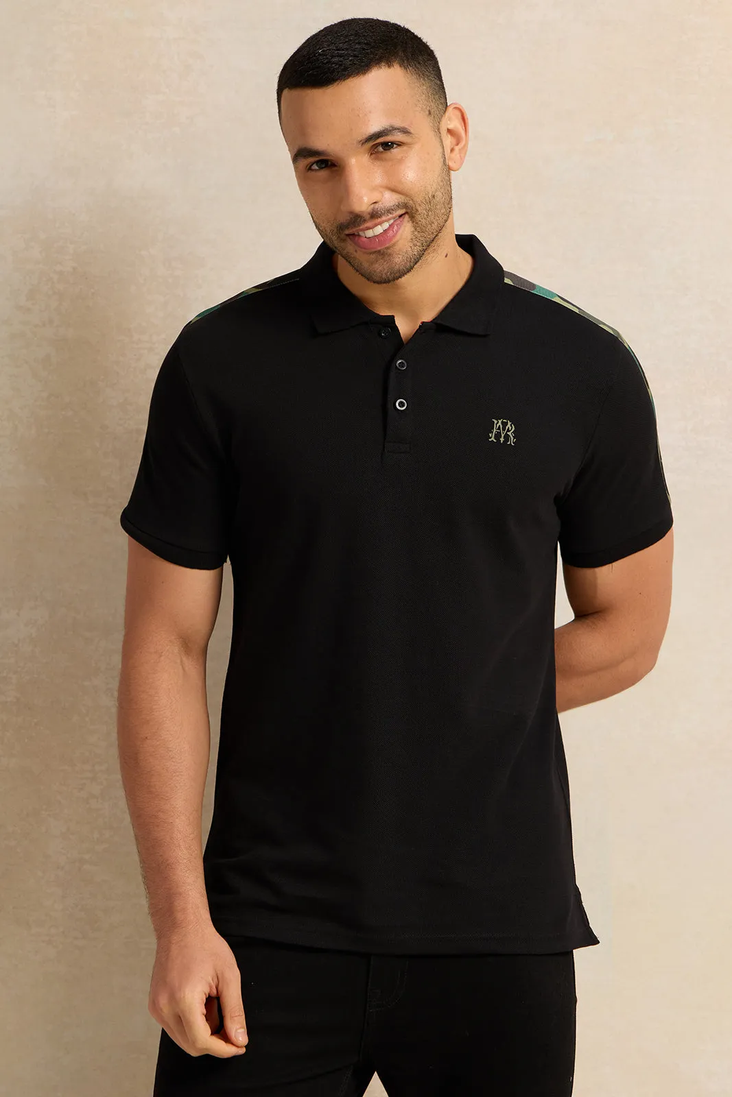 Men Black Solid Polo Shirt