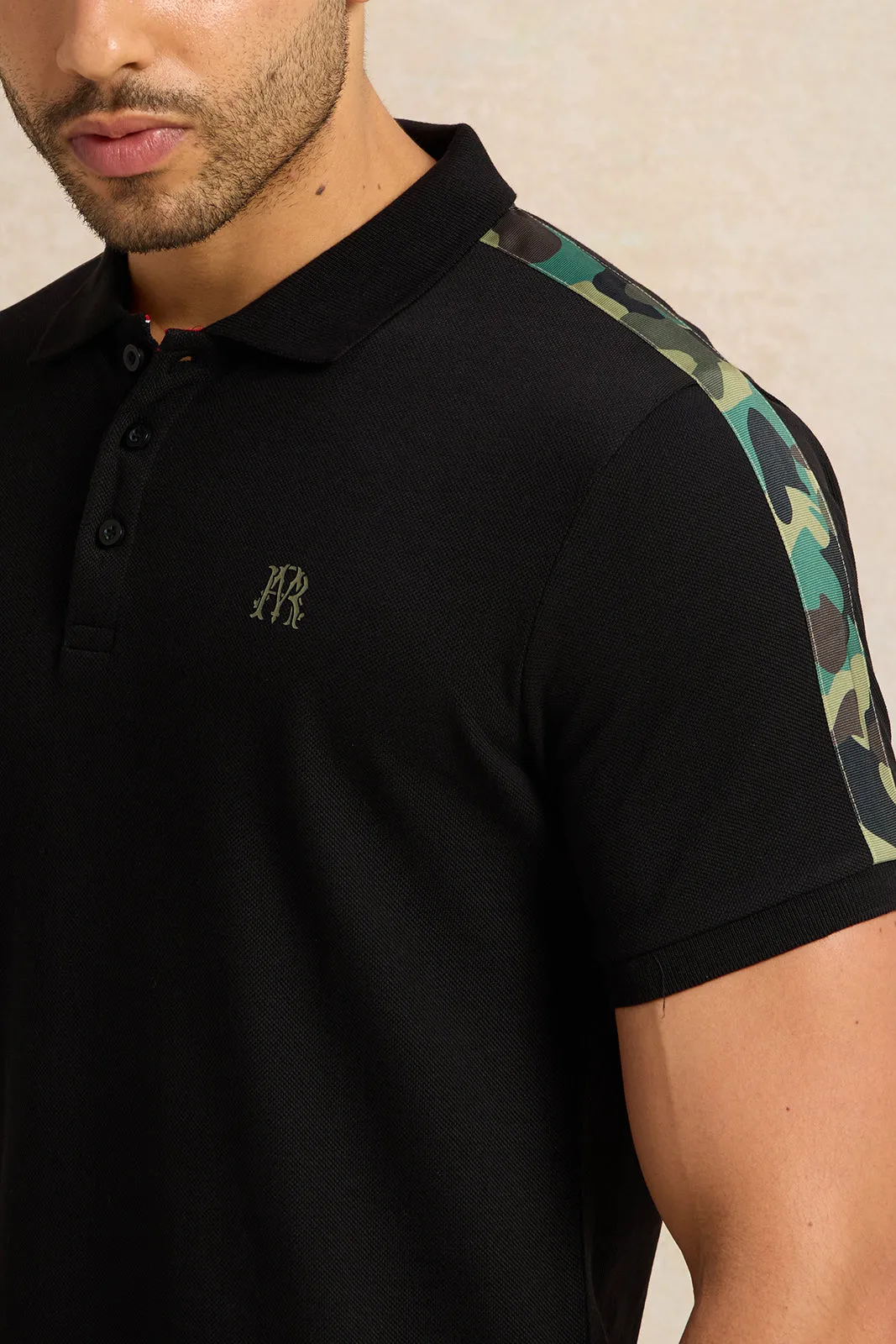 Men Black Solid Polo Shirt