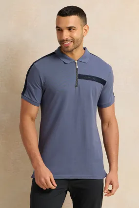 Men Blue Solid Polo Shirt