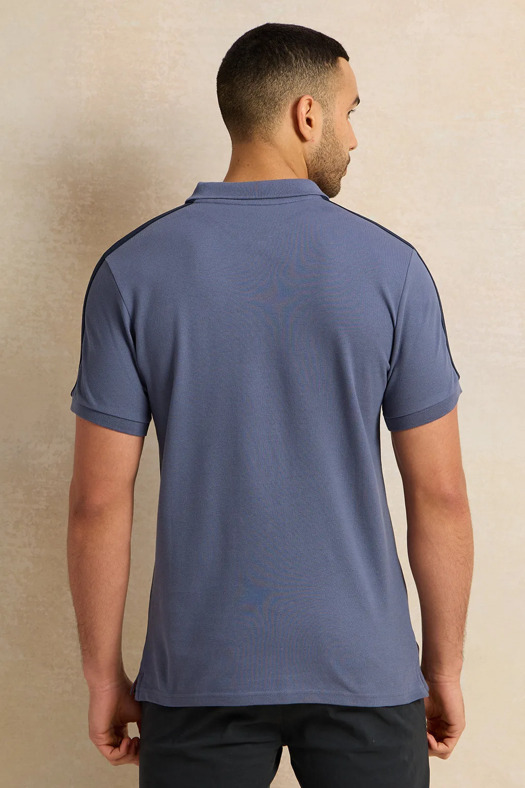 Men Blue Solid Polo Shirt