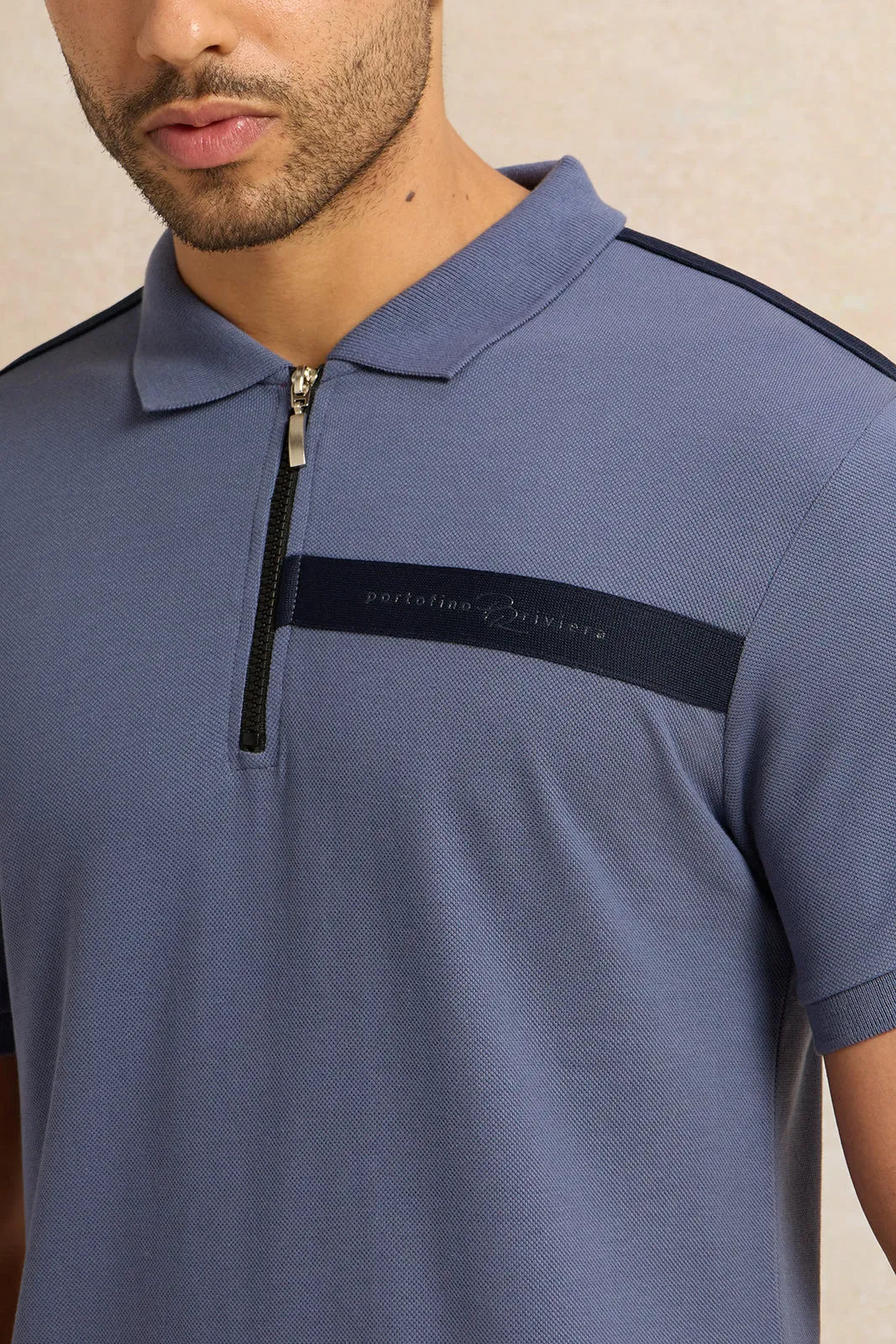 Men Blue Solid Polo Shirt