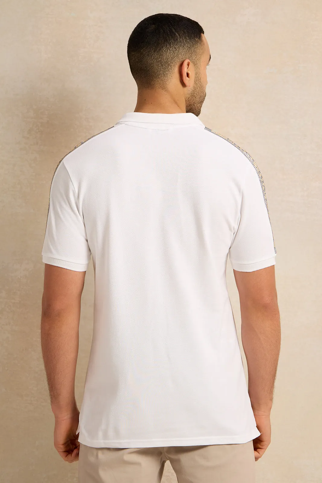 Men White Solid Polo Shirt