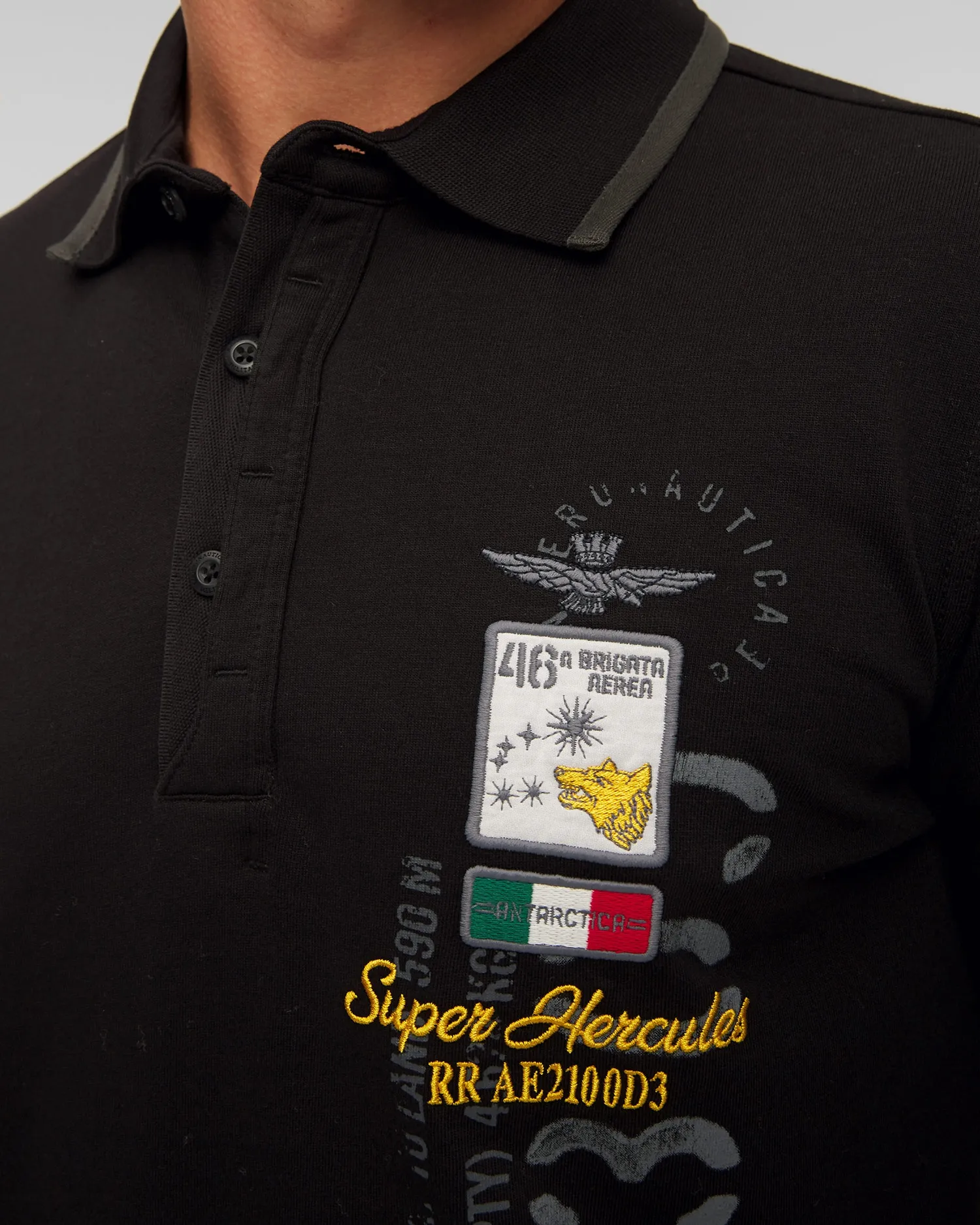 Men's black polo shirt Aeronautica Militare 232po1724j565-34300