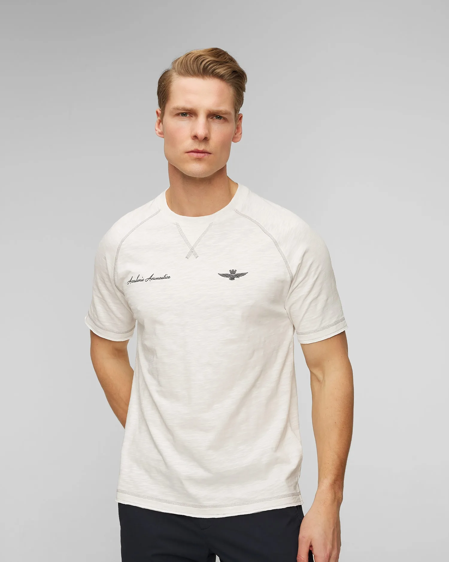 Men's white t-shirt Aeronautica Militare 241ts2199j628-73092