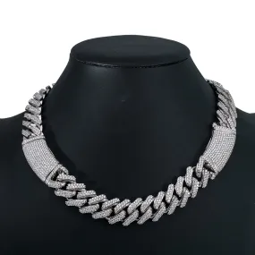 Men's 10K White Gold Choker Necklace Featuring 34.26 Carat Diamonds