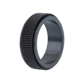 Black Steel Mesh Anxiety Ring for Men