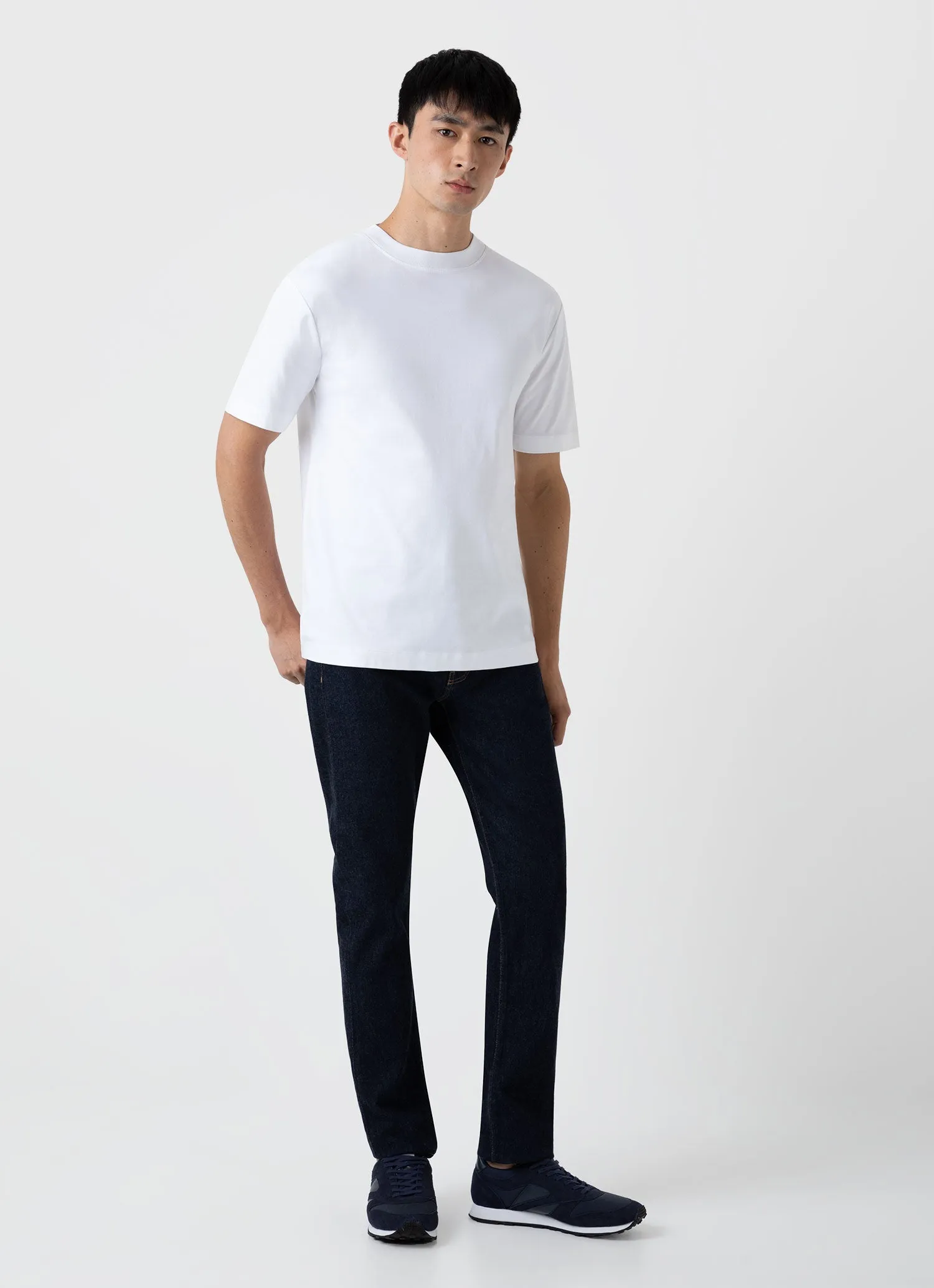 Men's Brushed Cotton Mock Neck in White