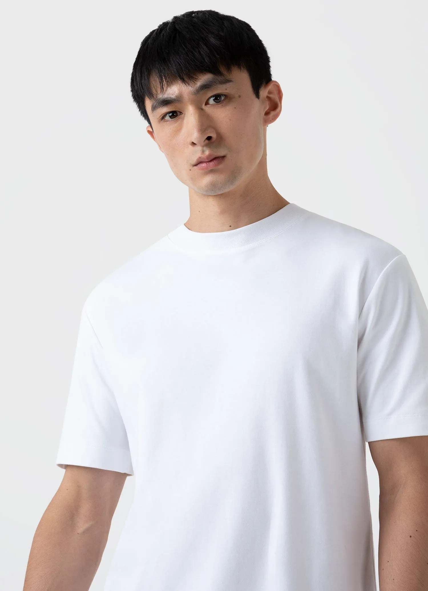 Men's Brushed Cotton Mock Neck in White