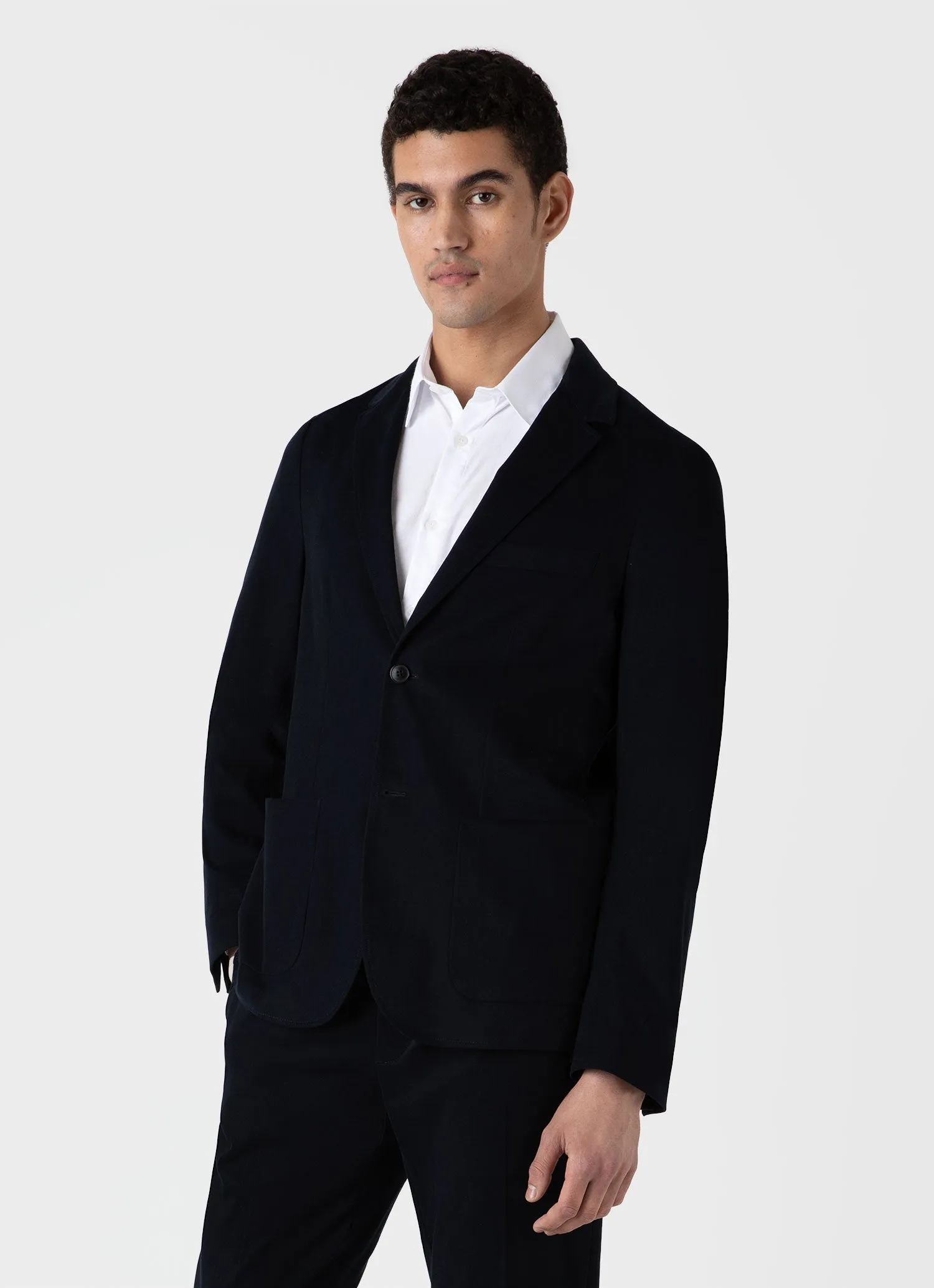 Men's Brushed Cotton Wool Two-Piece Suit in Navy