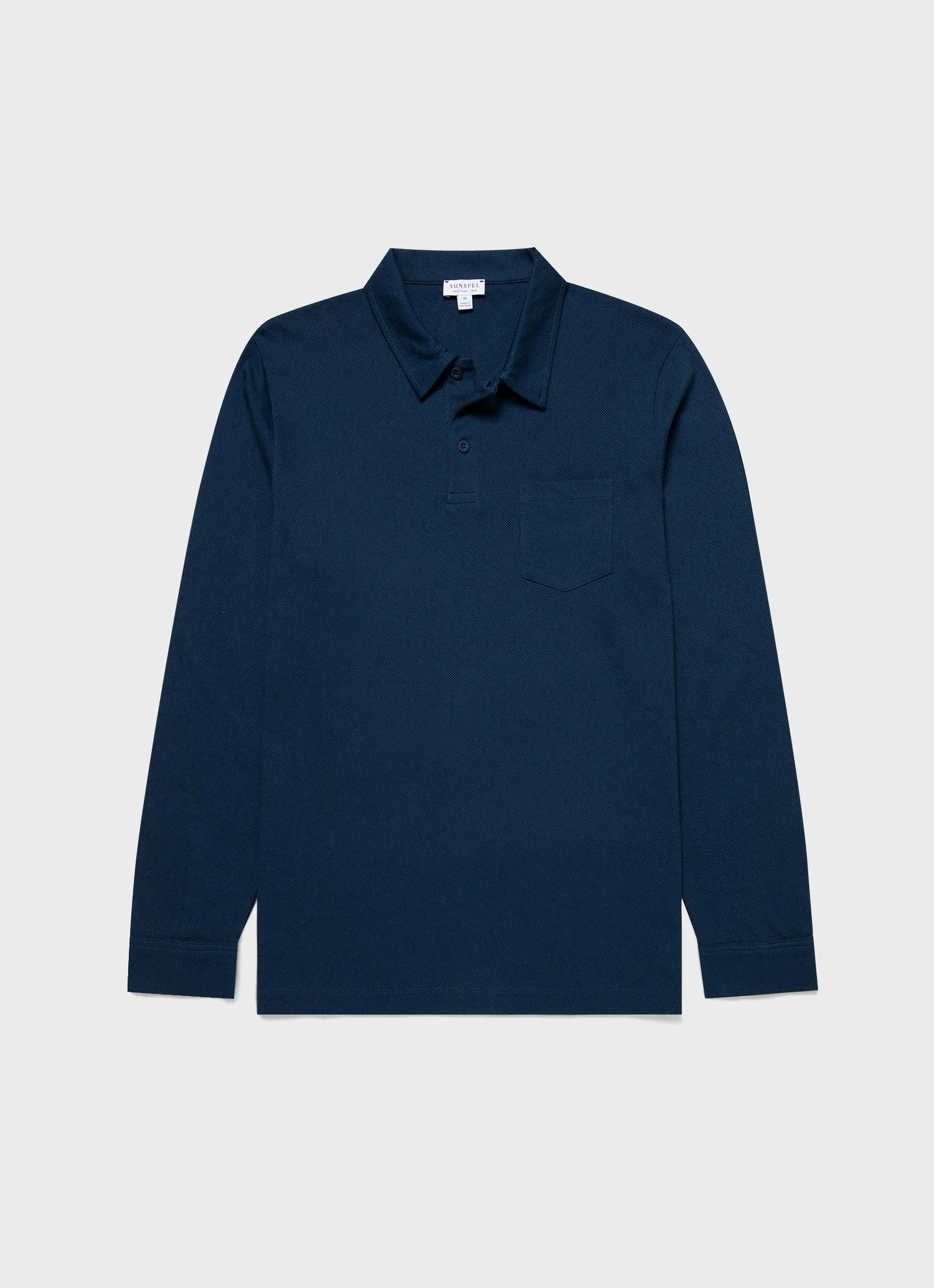 Men's Long Sleeve Riviera Polo Shirt in Naval Blue