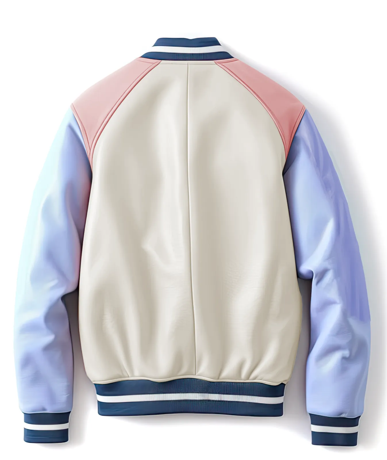 Men's Stylish Pastel Color Varsity Jacket Casual Slim Fit Bomber Leather Jacket