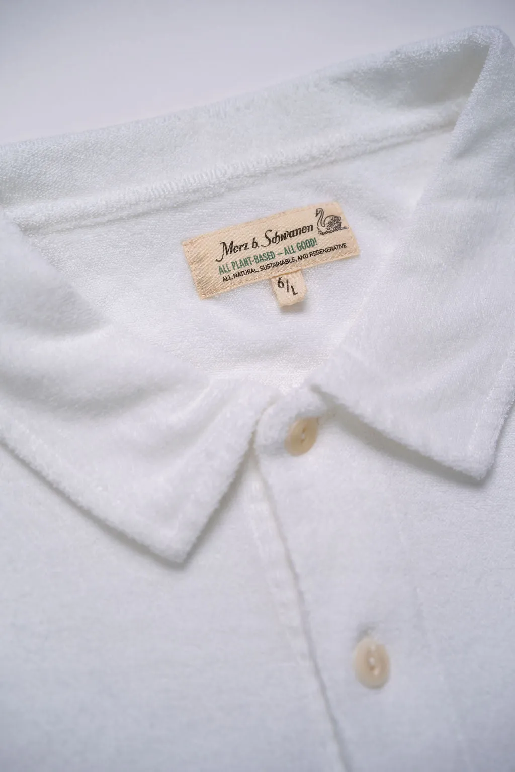 Merz b. Schwanen White Basic Polo Shirt Terry Cotton 4.6 oz