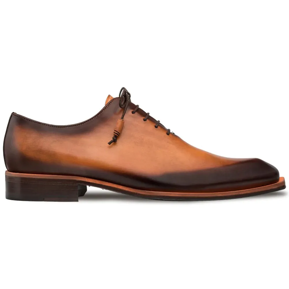 Mezlan Cognac Patina Asymmetrical Oxfords - S108