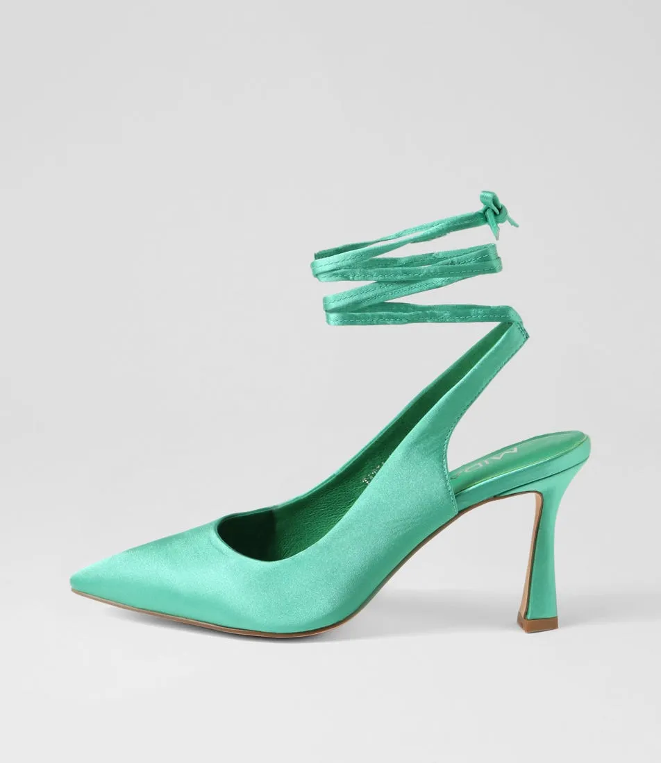 MIDAS Tatia Green Satin Heels