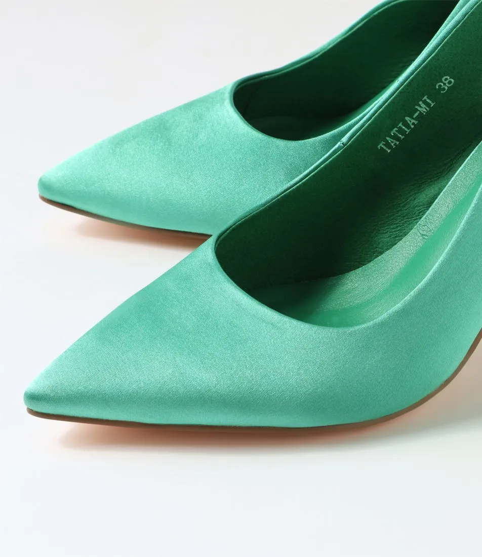 MIDAS Tatia Green Satin Heels