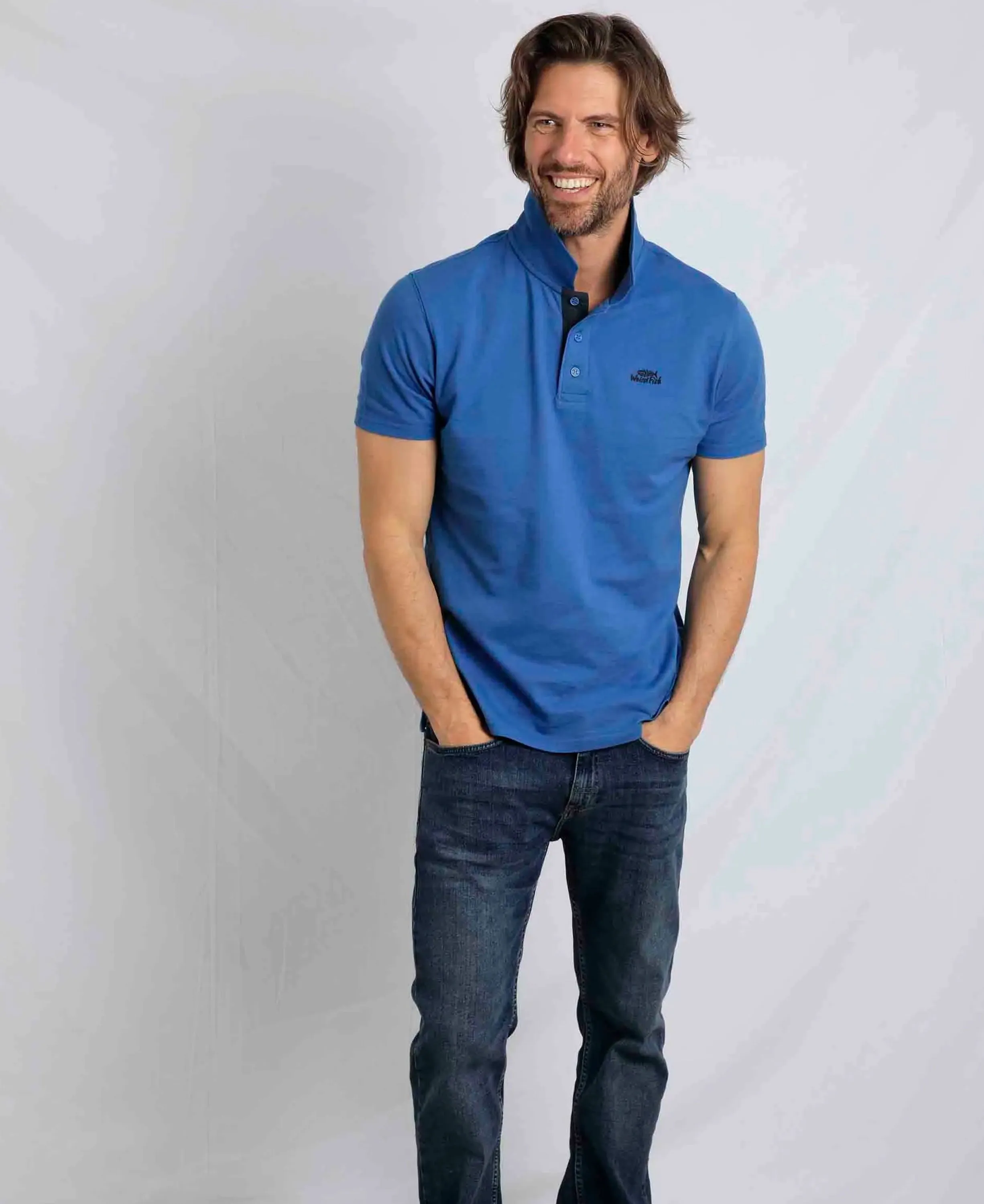 Miles Pique Polo Shirt                             Blue Sapphire